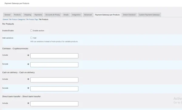 WooCommerce Plugin: Payment Method per product, category or tags