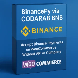 3D plugin box for BinancePy via CODARAB BNB WooCommerce plugin that allows accepting Binance USDT payments without API or company verification